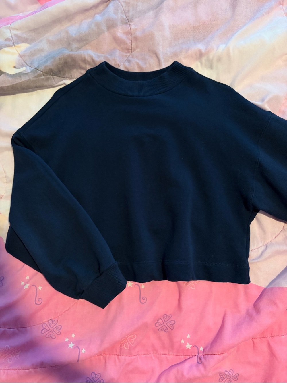 Ardene Navy Cropped Crewneck Sweatshirt